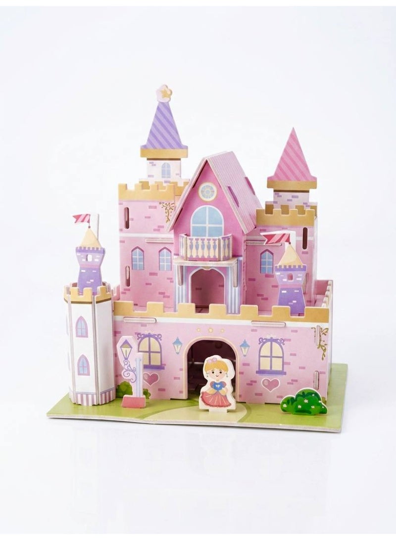 Aura Style 3D Princess Castle Puzzle For Girls, Educational DIY Building Craft Toy & Ideal Gift, Sturdy Pink Cardboard - Image 2