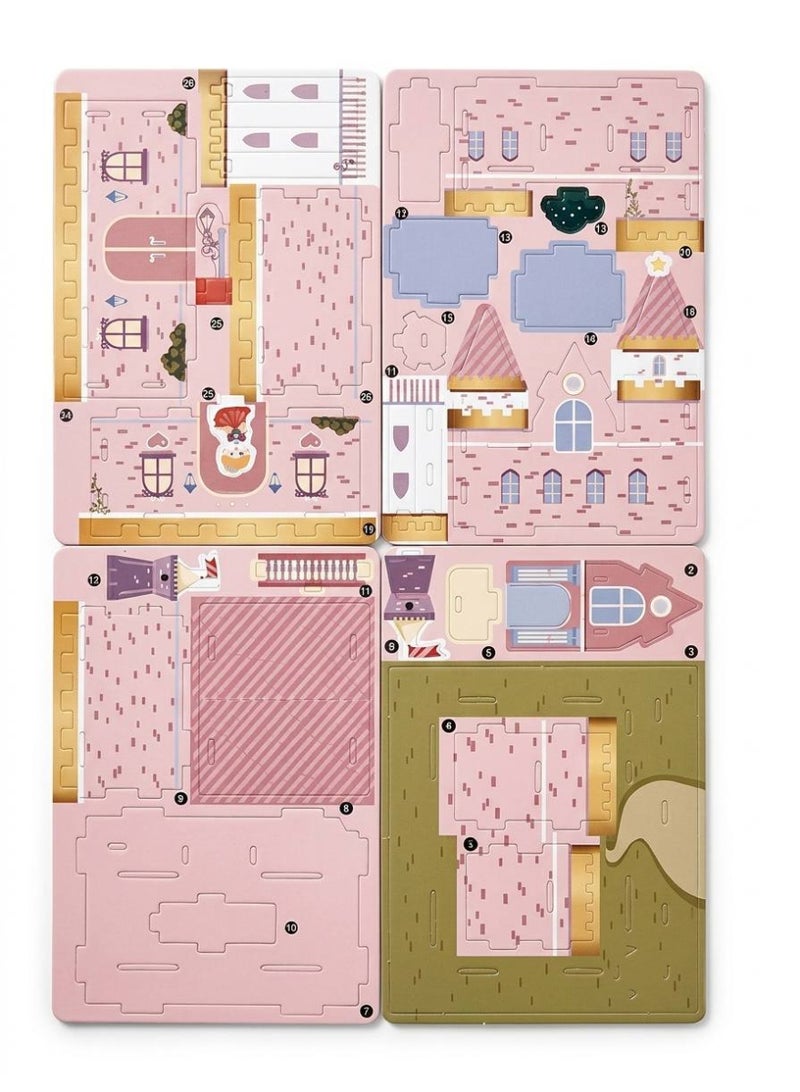 Aura Style 3D Princess Castle Puzzle For Girls, Educational DIY Building Craft Toy & Ideal Gift, Sturdy Pink Cardboard - Image 3