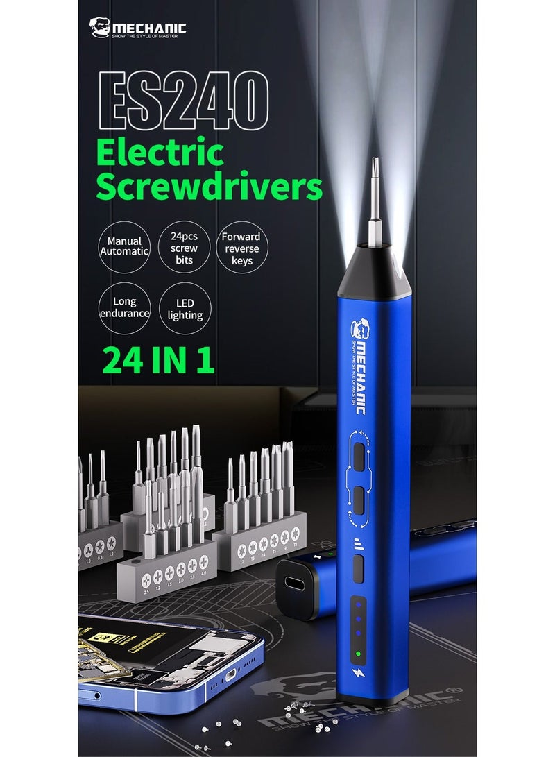 MECHANIC ES240 24-in-1 Electric Screwdriver Set LED Light Mobile Phone Disassembly & Repair Tools - Image 1