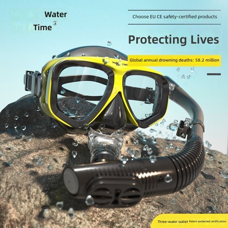 WATERTIME مجموعة الغوص الكاملة من ووترتايم مع أنبوب تنفس مضاد للإختناق للكبار - Image 2