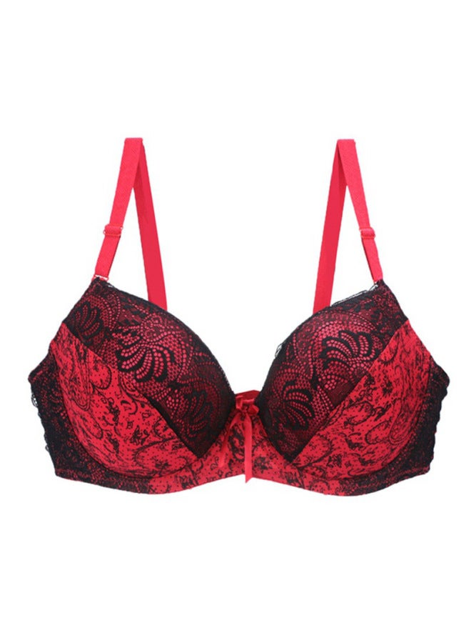 Women's Bra Push-up Adjustable Lace Printed Color Matching Intimates Large Size Intimates Bra