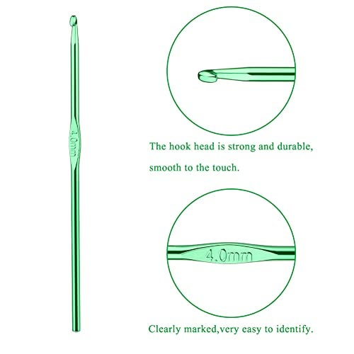 Iuuidu 4mm Aluminum Crochet Hook, Smooth Crochet Needles, Knitting Needles for Yarn Craft, Great Handmade DIY Present for Friends, Random Color - Image 3