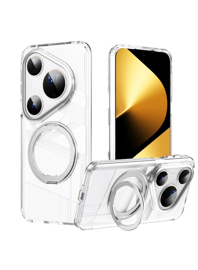 general Luxury Leather Case Compatible with Huawei Pura 80 Ultra,360° Rotating Bracket,Built-in Magnetic Suction,Lightweight Leather Shockproof and Drop-proof Case