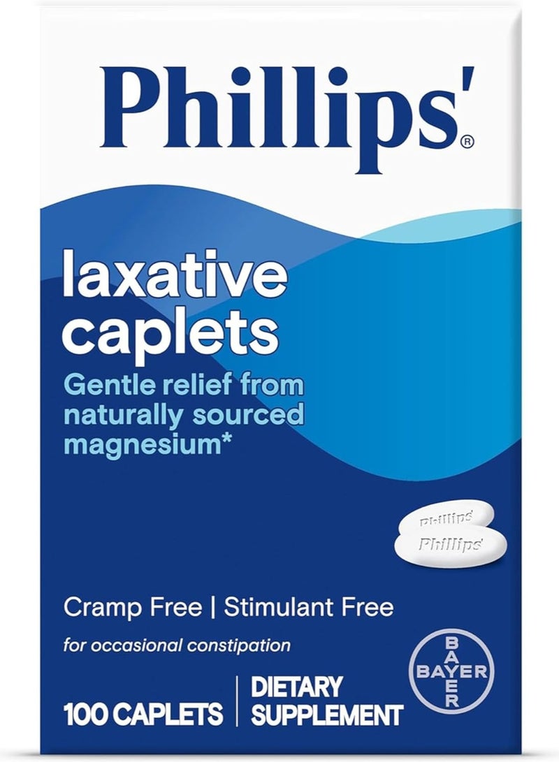 Phillips' Laxative Magnesium, Cramp Free and Stimulant Free, 100 Caplets - Image 1