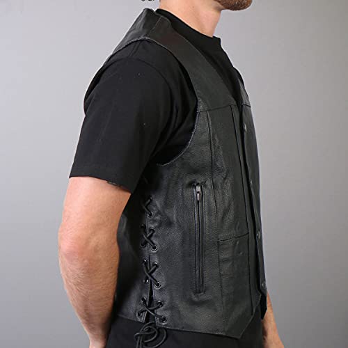 Hot Leathers Men's Ten Pocket Leather Vest (Black, X-Large) - Image 2