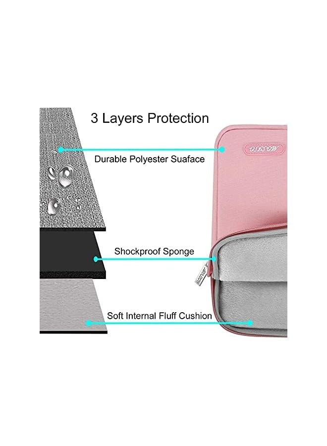 Mosiso Tablet Sleeve Case Compatible with iPad 10th 10.9 inch/Air 5th 10.9 / Pro 11 M2 / 9/8/7 10.2 / Air 4 10.9/Air 3 10.5/9.7,Polyester Vertical Bag, Pink - Image 2