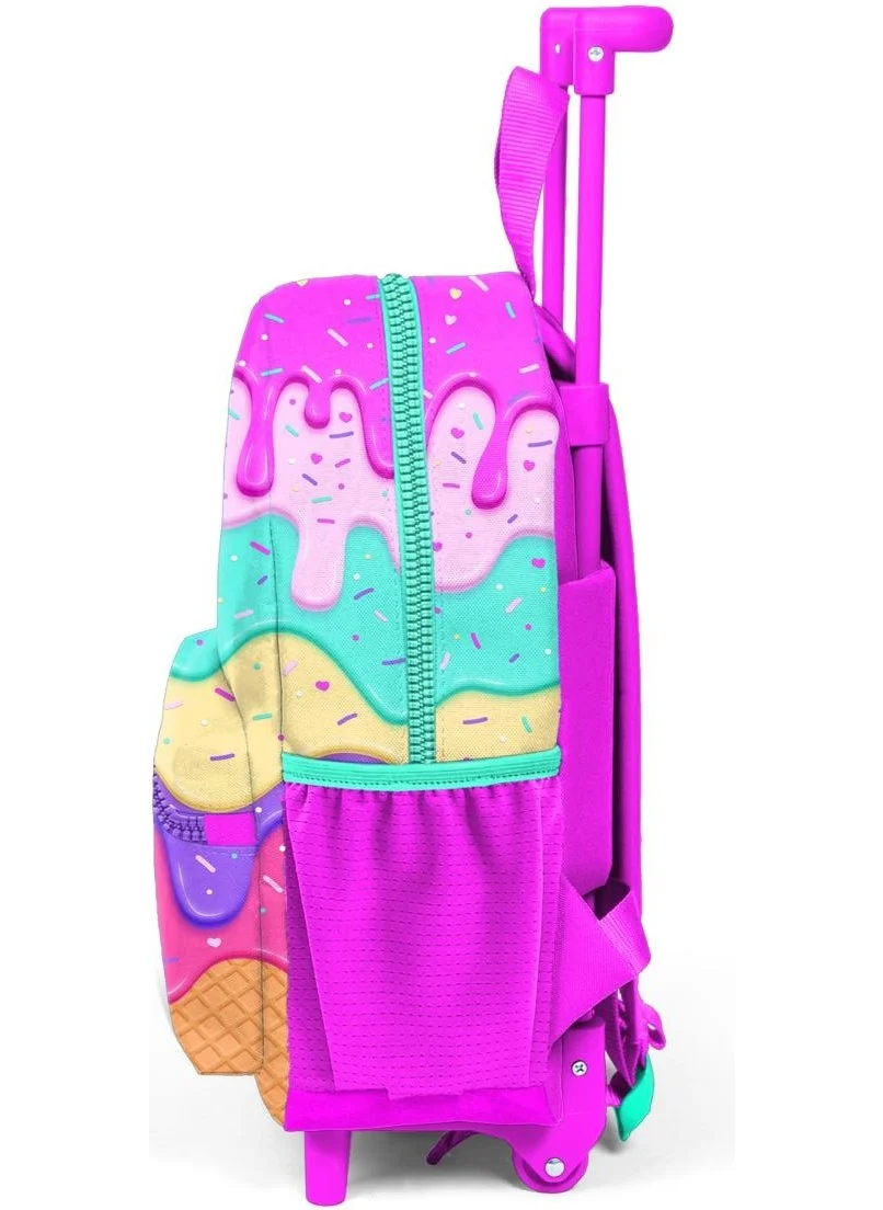 CORAL HIGH Mini Yuva Squeegee Backpack Pink Colorful Ice Cream Patterned Two Compartments 24031
