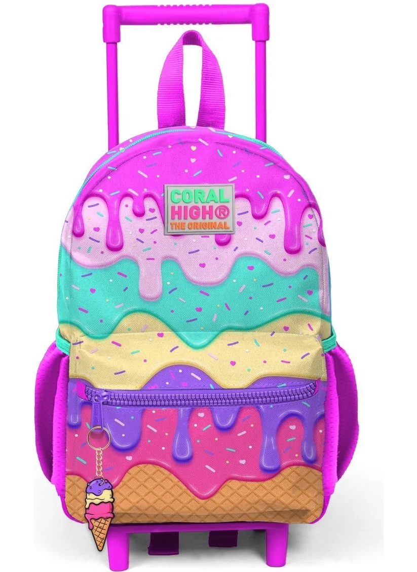 CORAL HIGH Mini Yuva Squeegee Backpack Pink Colorful Ice Cream Patterned Two Compartments 24031