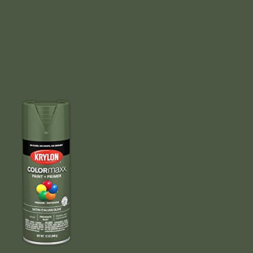 KRYLON طلاء رذاذ كرايلون K05566007 COLORmaxx و برايمر للاستخدام الداخلي/الخارجي، زيتون إيطالي ساتان 12 أونصة (عبوة من 1) - Image 2