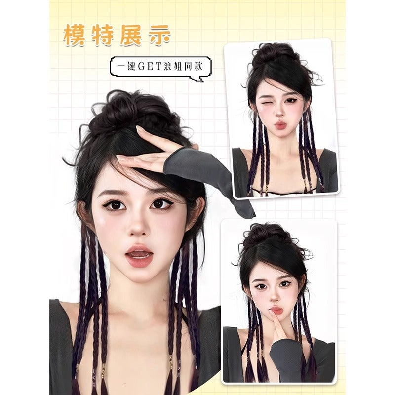 One-Piece Internet-Famous Qi Twist Boxing Braid Dragon Beard Dragon Beard Ball Head Natural New Chinese Style Dragon Beard Blast Head Curl Hair Ring - Image 4