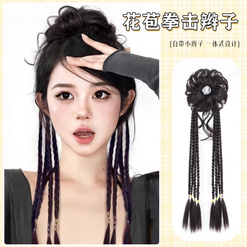 One-Piece Internet-Famous Qi Twist Boxing Braid Dragon Beard Dragon Beard Ball Head Natural New Chinese Style Dragon Beard Blast Head Curl Hair Ring - Image 2