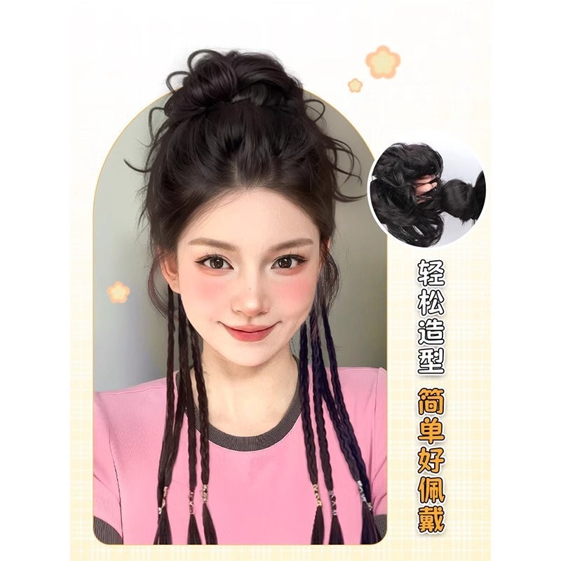 One-Piece Internet-Famous Qi Twist Boxing Braid Dragon Beard Dragon Beard Ball Head Natural New Chinese Style Dragon Beard Blast Head Curl Hair Ring - Image 5