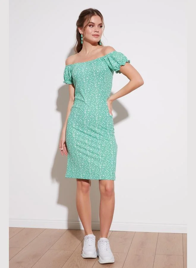 Lela Lela Floral Pattern Carmen Neckline Dress Women's Dress 5863700