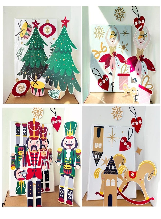 Eanjia Christmas Party Cutouts Decor Box | 20” x 15" 6 Sheet Foam Board Christmas Tree Nutcracker Ballet Girl Xmas Element for Shop Windows Restaurant Scene Display Backdrop (Christmas Red Green) - Image 2