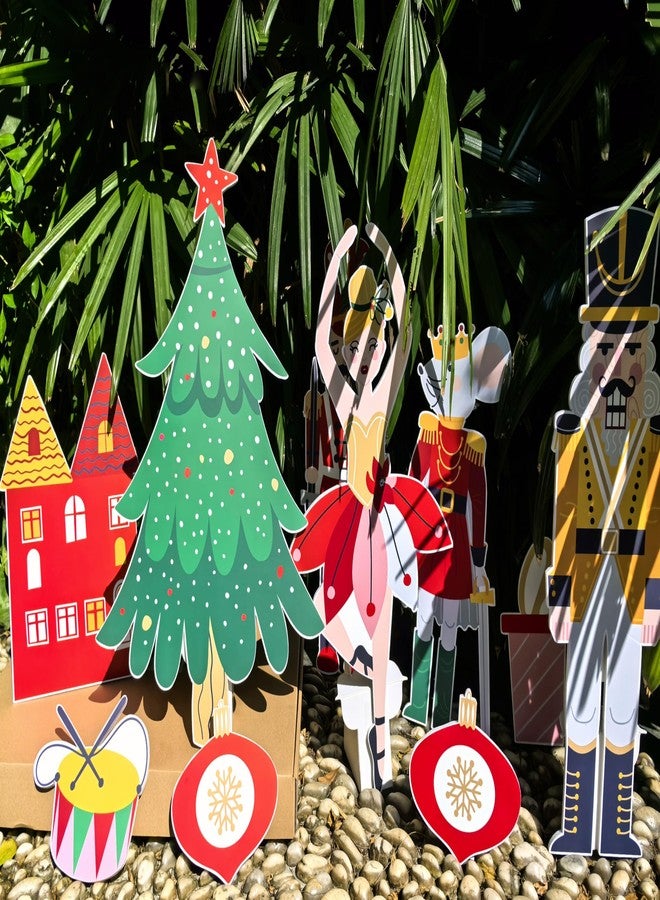 Eanjia Christmas Party Cutouts Decor Box | 20” x 15" 6 Sheet Foam Board Christmas Tree Nutcracker Ballet Girl Xmas Element for Shop Windows Restaurant Scene Display Backdrop (Christmas Red Green) - Image 3