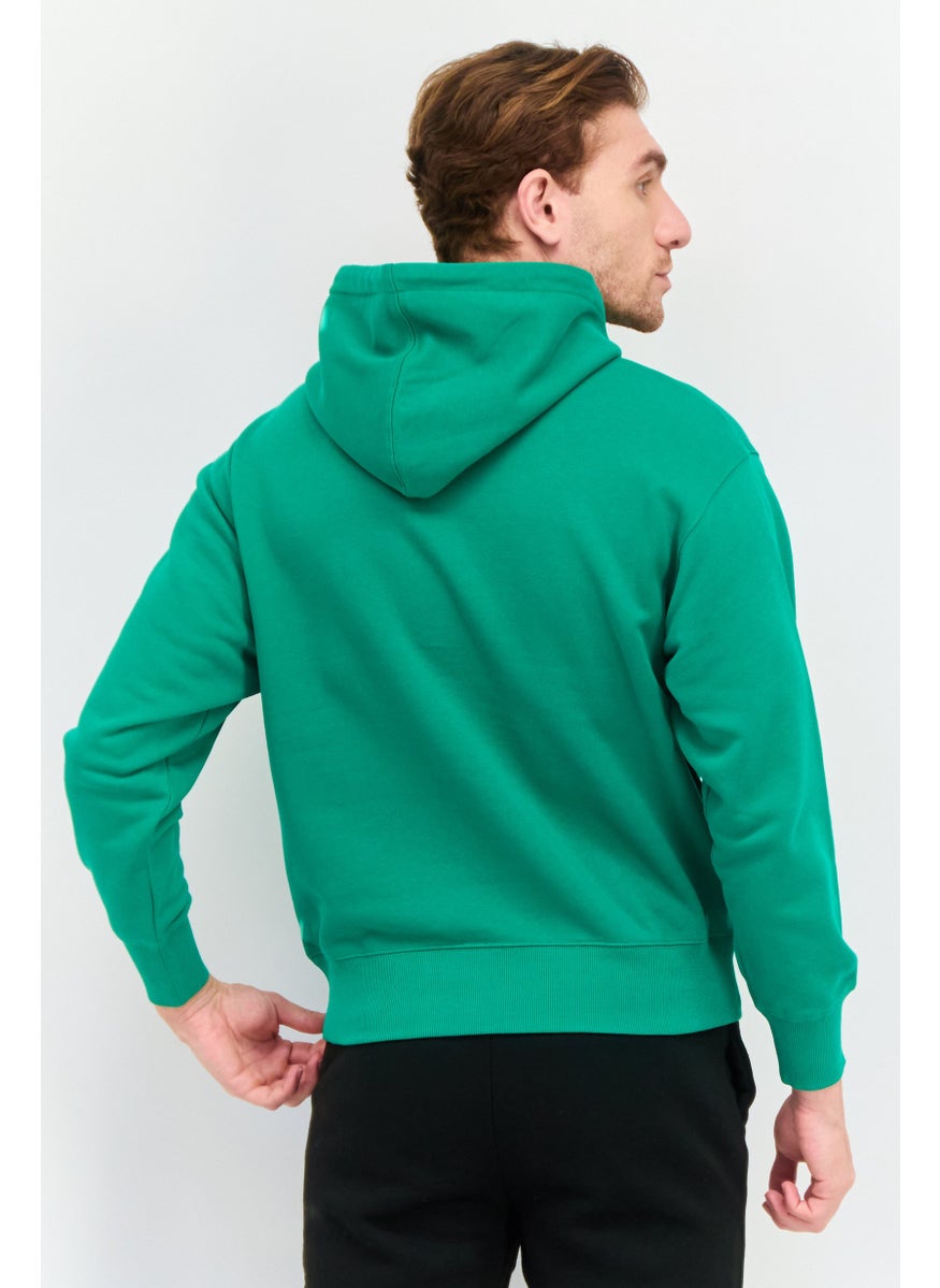 ESPRIT - Men Hood Neck Brand Logo Long Sleeves Hoodie, Green - Image 1