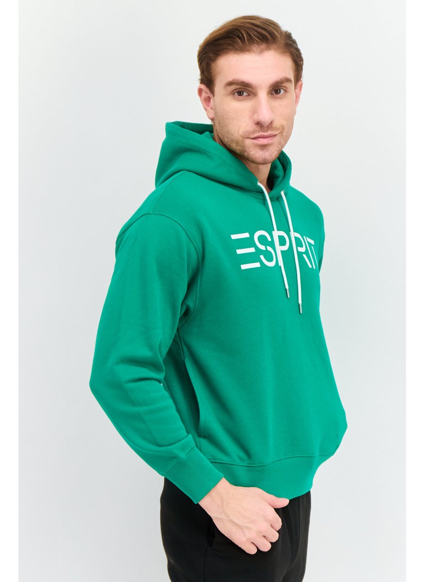 ESPRIT - Men Hood Neck Brand Logo Long Sleeves Hoodie, Green - Image 1