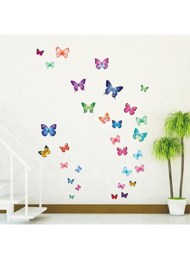 Decowall Bs1302 30 Vibrant Butterflies Kids Wall Stickers Wall Decals Peel And Stick Removable Wall Stickers For Kids Nursery Bedroom Living Room D?Cor - Image 5