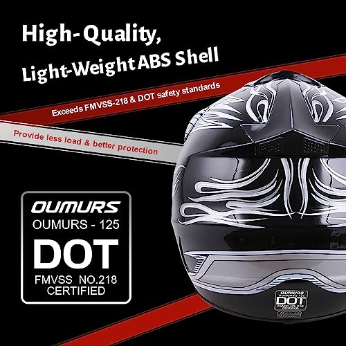 OUMURS Adult ATV Dirt Bike Helmet with Goggles Gloves & Mask Adjustable Sun Visor Motorcycle Adults Helmet Off-Road Motocross Downhill Moped MX for Unisex-Adult-New Black Flame, S - Image 4