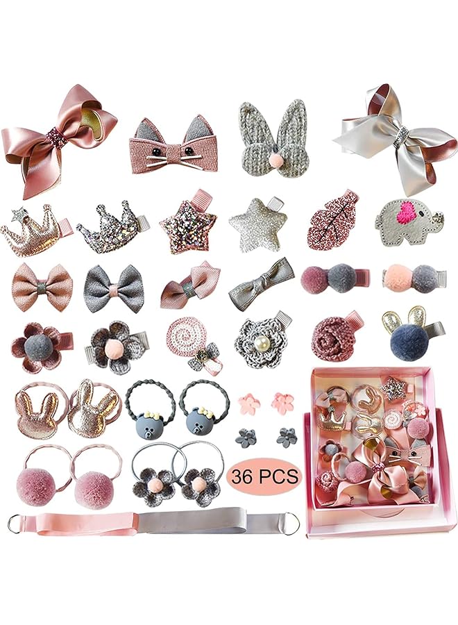كاست ويف مجموعة من 36 مشبك شعر للأطفال للفتيات الصغيرات، مشابك شعر للأطفال، إكسسوارات شعر للأطفال الصغار، هدايا أعياد الميلاد وعيد الأطفال - Image 1