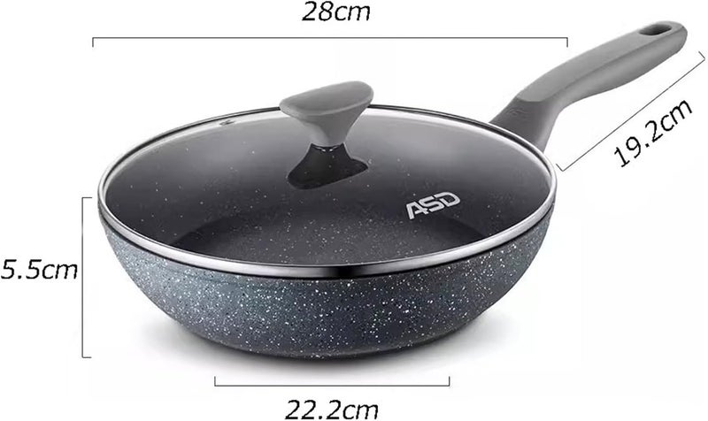 Frying pan Poly Oil Pan Maiyanite Color Household with Lid Non-stick Steak Deep Frying Induction Cooker Gas Stove Can Be Used(28cm) - Image 2
