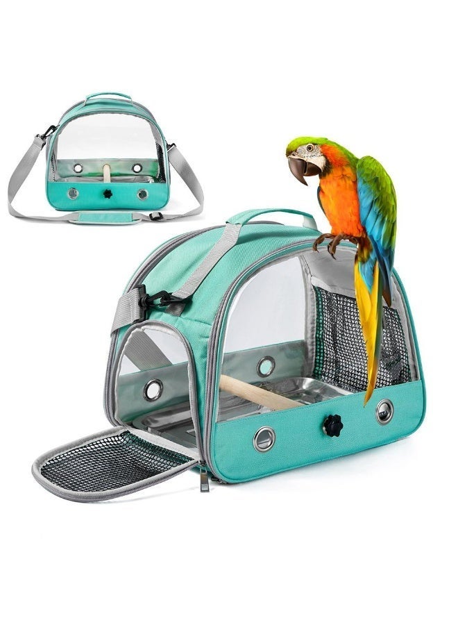 BravoCart Portable Pet Travel Carrier | Transparent Breathable Parrot Cage Bag | Foldable Crossbody Small Animal Carrier with Perch & Tray - Image 1