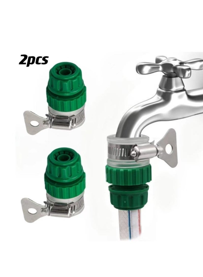 2pcs Universal Tap Connector Adapter Hose Pipe Quick Joint Water Hose Pipe Tap Faucet Connector Adapter Connect Garden Lawn Water Tube Washing Machine Faucet Kitchen Cars Cleaning Use - Image 1
