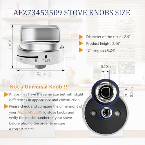 Sacumea AEZ73453509 Stove Knobs Replacements Compatible with lg Gas Range Oven Stove LRG3085ST LRG3095ST LRG3081ST LRG3091ST LRG3093ST,AEZ72909008 AP5669773 Knobs Compatible with lg Stove,3-Year Support - Image 3