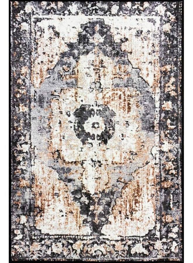 Status سجادة مصنوعة بتقنية الطباعة ثلاثية الأبعاد بتصميم زهور عتيق للمكتب، غرفة النوم، قاعة، في المنزل، سجادة مضادة للانزلاق (4 × 6 قدم)، بوليستر، متعددة الألوان، مستطيلة - Image 2