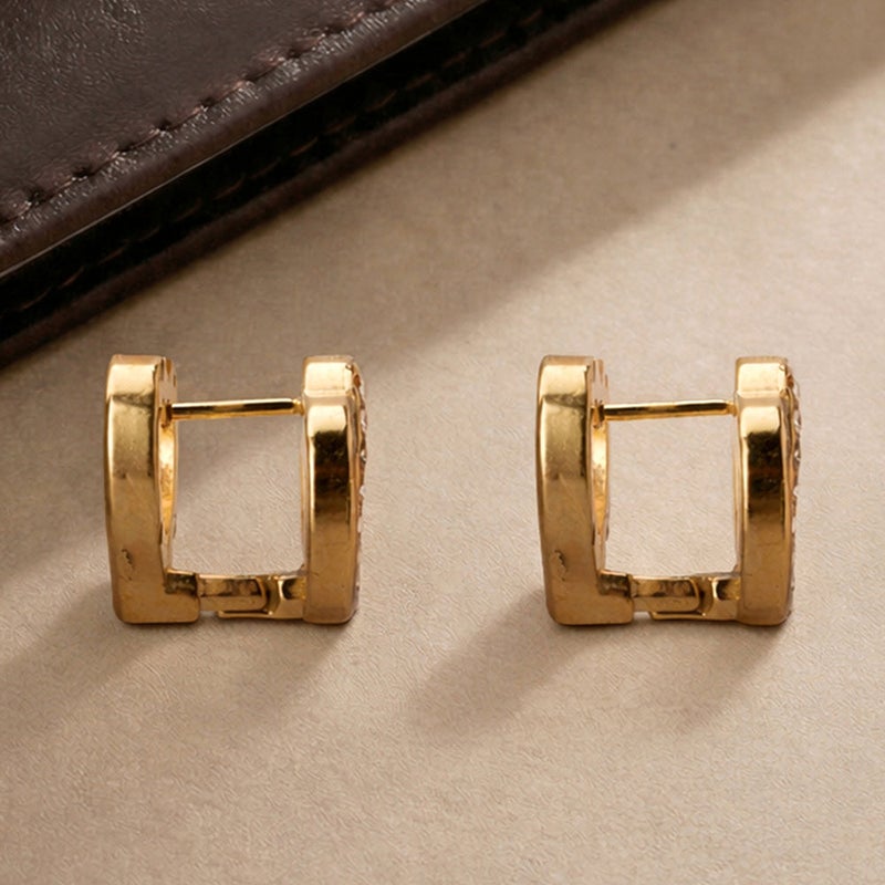 Palmonas 18K Gold Tone Plated Dual Interwind Heart Stud Earrings For Women - Waterproof & Anti-Tarnish - Image 3