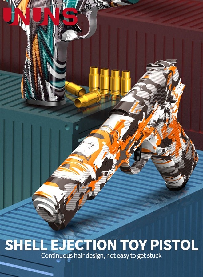 UNUNS مسدس لعبة، مسدسات رغوية ناعمة، مسدس رصاصة ناعمة بموجة صدمة من الرغوة، مسدس أمان يدوي، نموذج لعبة تعليمية، لعبة إطلاق نار خارجية، هدية للأطفال من سن 8 سنوات فما فوق، أولاد وبنات ومراهقين وبالغين، رسومات جرافيتي برتقالية - Image 2