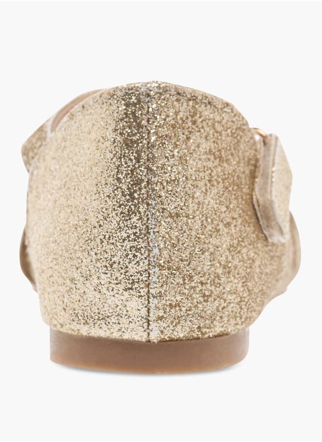 Flora Bella By Shoexpress Girls Strap Detail Ballerina Shoes with Hook and Loop Closure  - Image 4