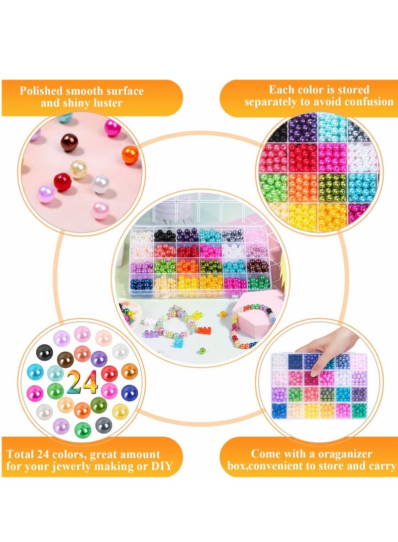 Excefore Pearl Beads for Jewelry Making, 1680PCS 6mm Round Pearl Beads Colorful Loose Spacer Beads with Hole for DIY Craft Bracelet Necklace Earrings - Image 3