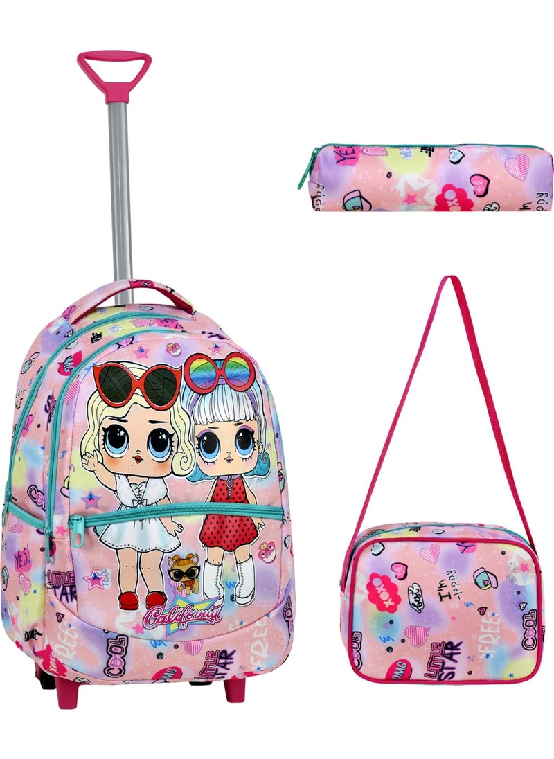 Çantaland 3-Piece School Set with Trolley, Colorful Patterned Primary School Bag + Lunch Box + Pencil Case  - Image 1