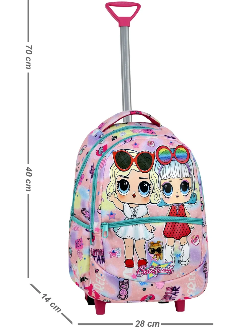 Çantaland 3-Piece School Set with Trolley, Colorful Patterned Primary School Bag + Lunch Box + Pencil Case
