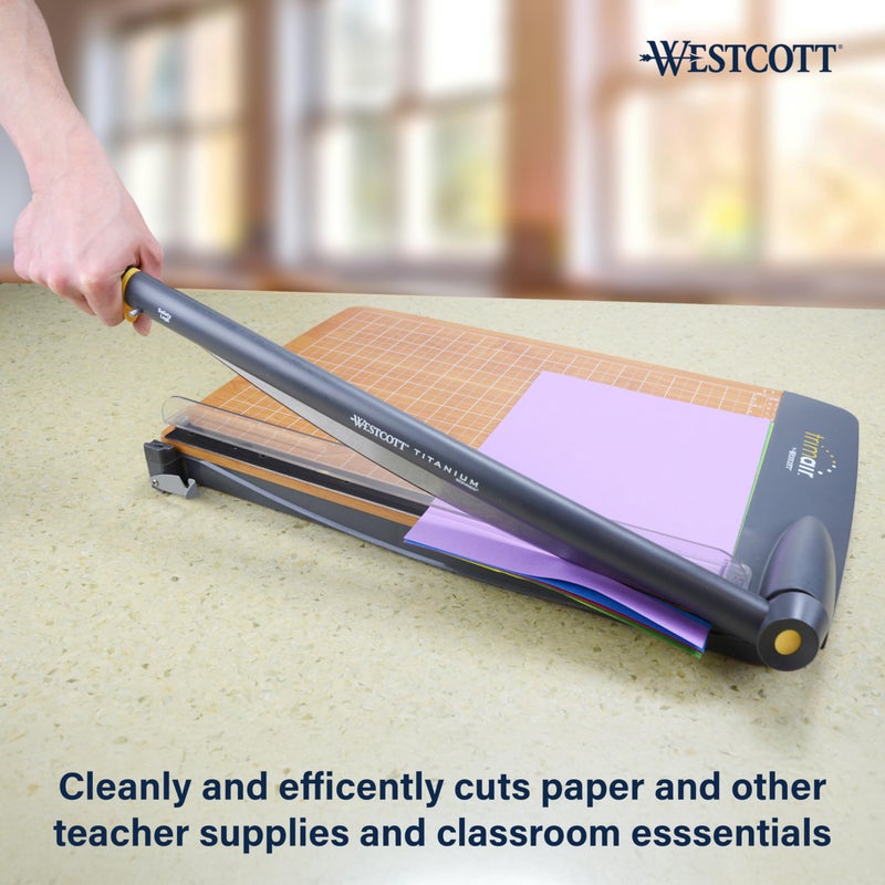 Westcott TrimAir Guillotine Paper Cutter, Paper Trimmer with Sharp and Durable Titanium-Bonded Blade, Maximum Safety Features, 18-Inch, Back to School, School Supplies, Classroom - Image 4