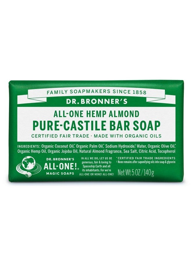 Dr. Bronner's - Pure-Castile Bar Soap (Almond, 5 ounce) - Made with Organic Oils, For Face, Body and Hair, Gentle and Moisturizing, Biodegradable, Vegan, Cruelty-free, Non-GMO - Image 1