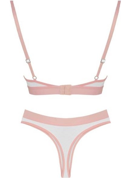 COTTONHILL White Cotton Rubber Detailed Adjustable Strap Women's Bra Set  - Image 3