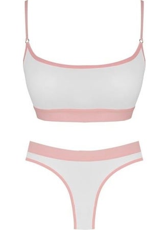 COTTONHILL White Cotton Rubber Detailed Adjustable Strap Women's Bra Set  - Image 2