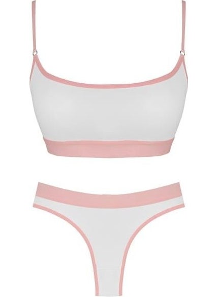 COTTONHILL White Cotton Rubber Detailed Adjustable Strap Women's Bra Set  - Image 2