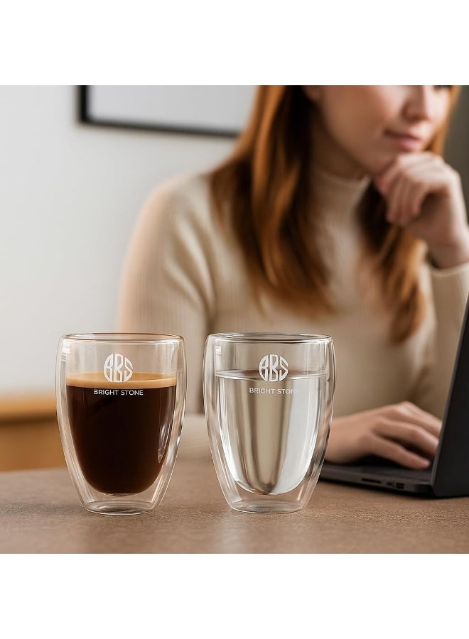 BS أكواب زجاجية مزدوجة الجدار من B&S | 200 مل زجاج بوروسيليكات معزول | أكواب قهوة وشاي مقاومة للحرارة | مجموعة من 2 قطعة | أدوات شرب قابلة لإعادة الاستخدام شفافة | ملحق مطبخ صديق للبيئة | بدون تكثف - Image 5