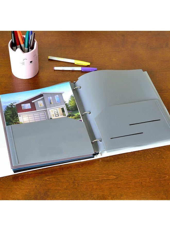 يانج إيفر 6 قطع من المجلدات البلاستيكية الثقيلة ذات الجيبين وفواصل الموثق مع جيب 3 فتحات لكمة المجلدات مع مجلدات الموثق الشقوق - Image 3