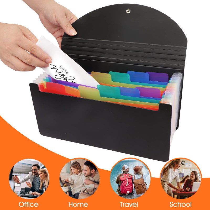 CASAON 2 Pack 13 Pockets A6 Mini Coupon Organizer Wallet, Expandable Accordion File Organizer for Storage Receipt Cards Coupons Tickets - Black - Image 5