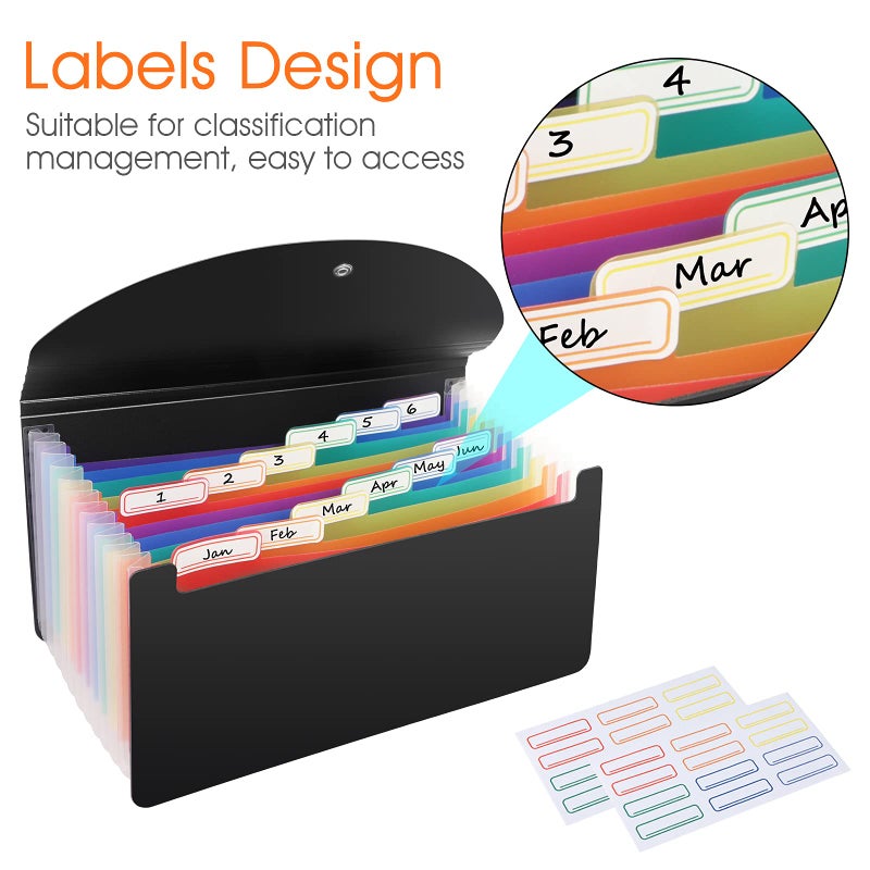 CASAON 2 Pack 13 Pockets A6 Mini Coupon Organizer Wallet, Expandable Accordion File Organizer for Storage Receipt Cards Coupons Tickets - Black - Image 4