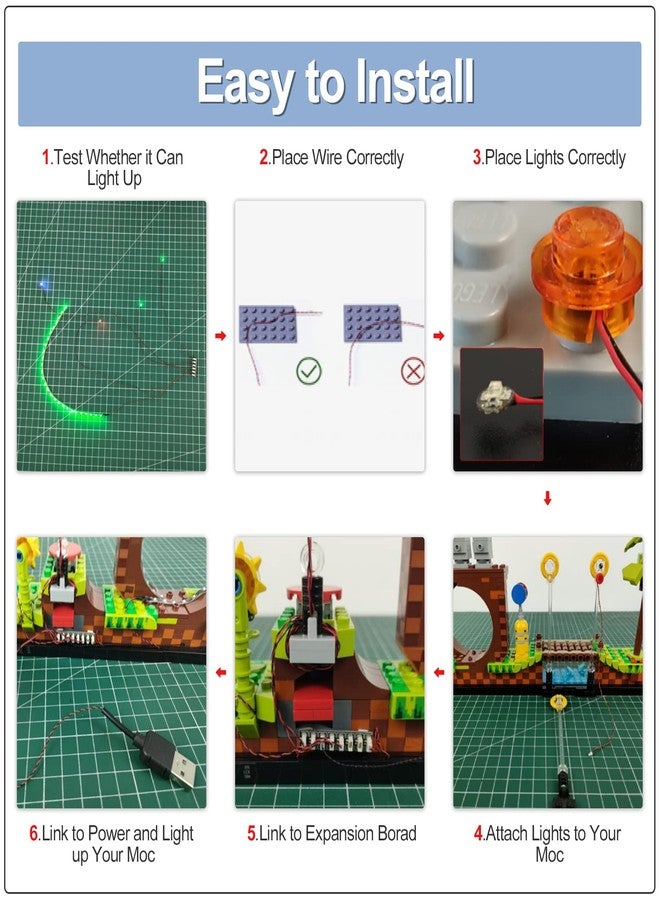 BrickBling Light Up Your Bricks- 2 Pieces X LED Bit Light Yellow 30 cm, USB Powered, Compatible with Legos, DIY Lighting - Image 3
