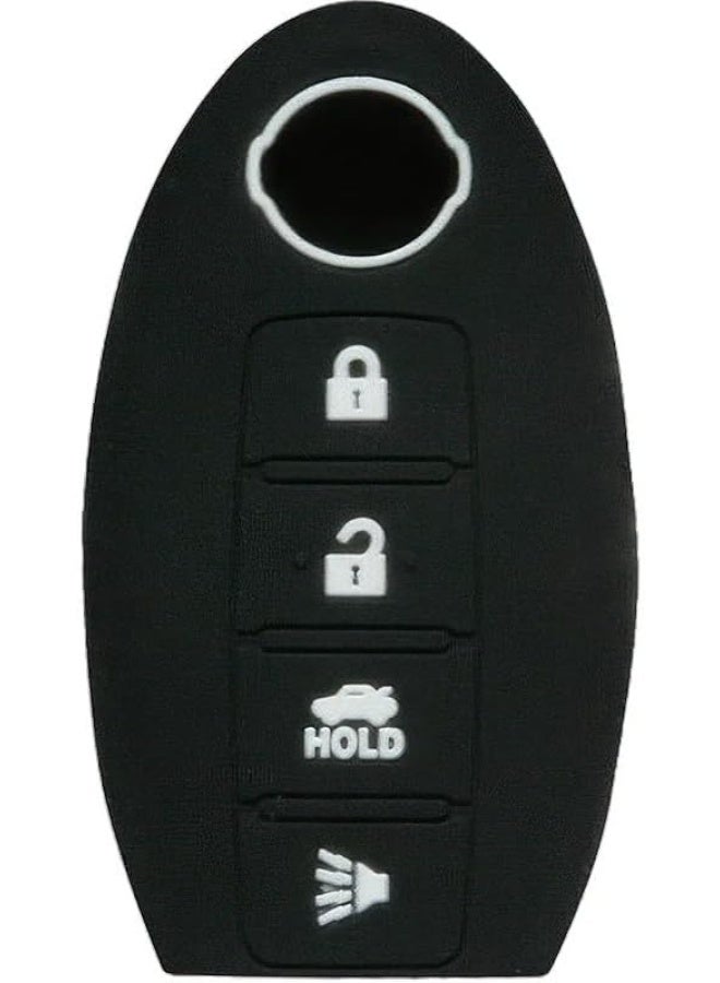 4 Buttons Silicone Key Shell Cover Case for Nissan Altima Armada Frontier Maxima Murano Pathfinder Quest Sentra Xterra 350Z, Remote Protection Case Black - Image 1
