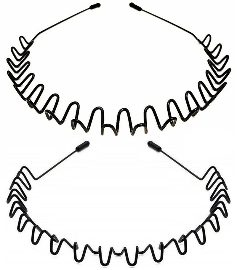 bodbop XINGZHE Metal Hairband  Unisex Elastic NonSlip Wavy Headband for Sports Fashion 2 PCS