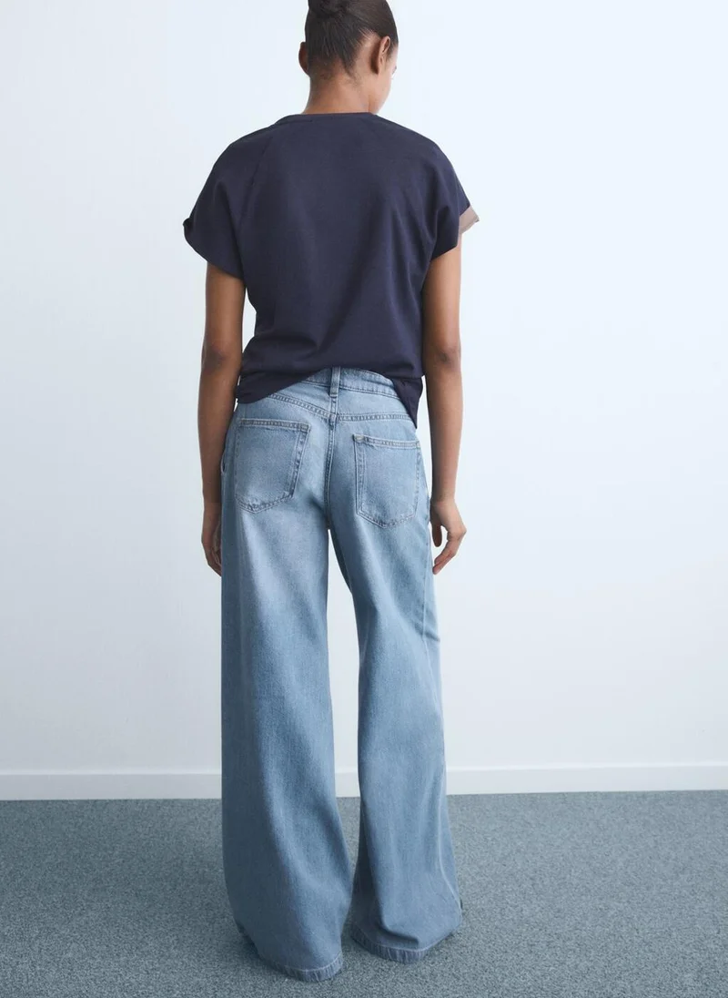 مانجو Wide-leg pleated jeans