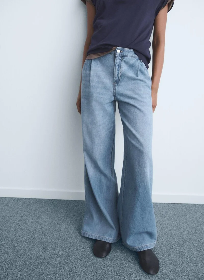 مانجو Wide-leg pleated jeans