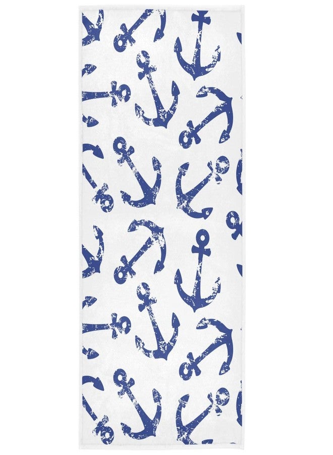 Pfrewn Nautical Retro Anchors Hand Towels 16x30 in Navy Anchor Bathroom Towel Soft Absorbent Ocean Sea Underwater Summer Small Bath Towel Kitchen Dish Guest Towel Home Bathroom Decorations - Image 1